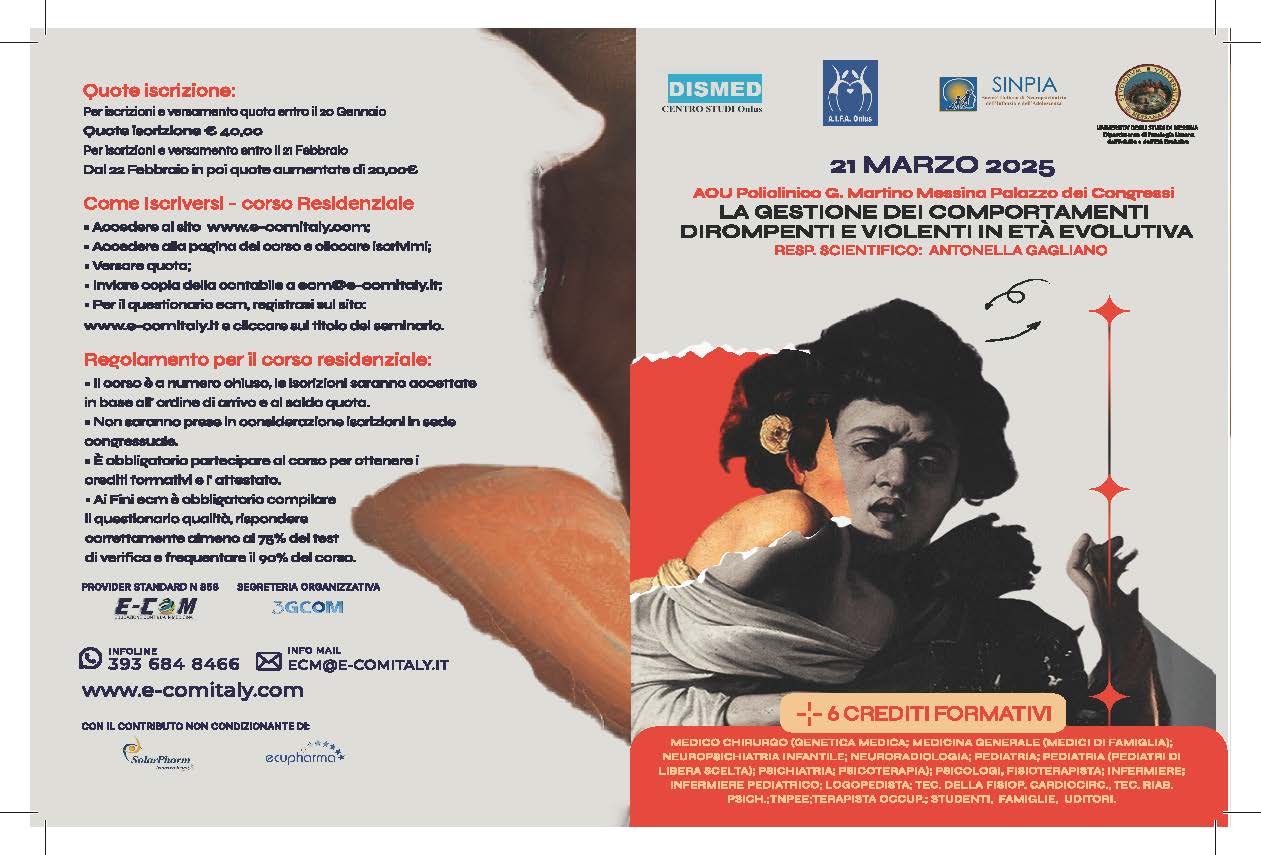 Course Image Convegno Residenziale Messina 21 Marzo 2025 - La gestione dei comportamenti dirompenti e violenti in età evolutiva 