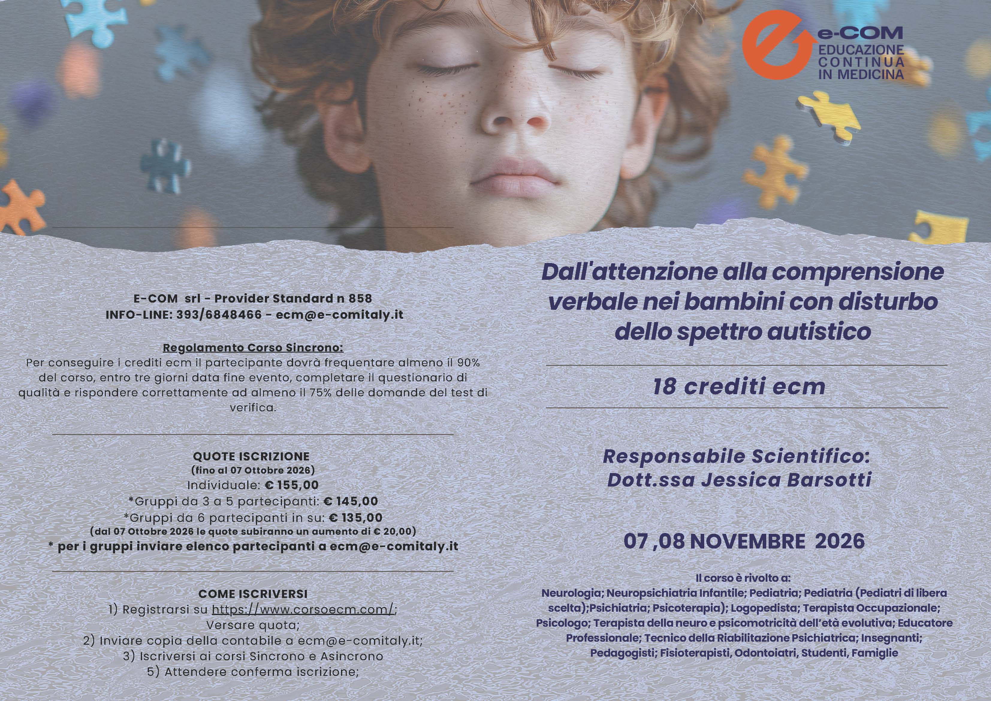 Course Image DALL’ATTENZIONE ALLA COMPRENSIONE VERBALE NEI BAMBINI CON DISTURBO DELLO SPETTRO AUTISTICO
