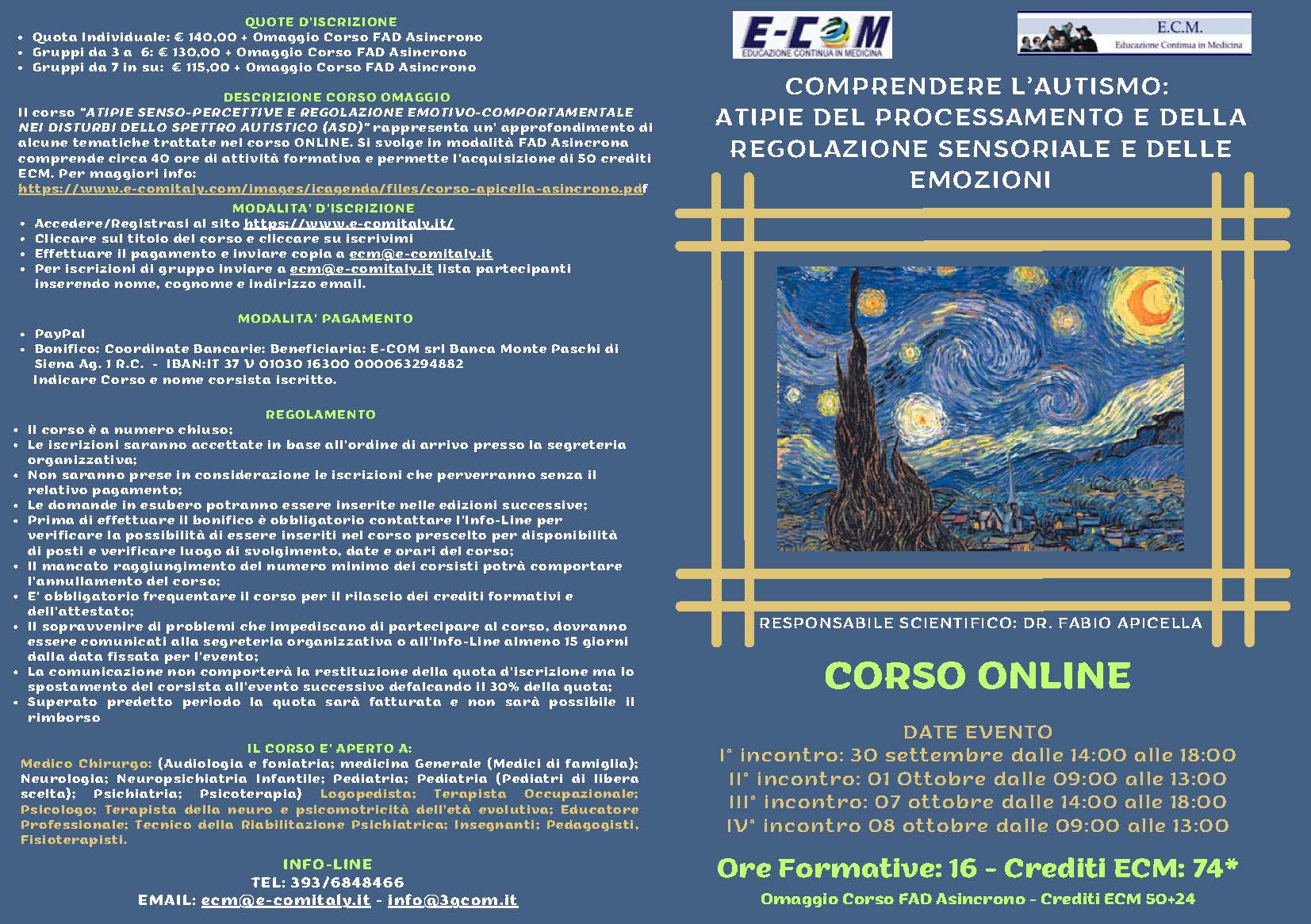 Course Image COMPRENDERE L'AUTISMO: ATIPIE DEL PROCESSAMENTO E  DELLA REGOLAZIONE SENSORIALE E DELLE EMOZIONI